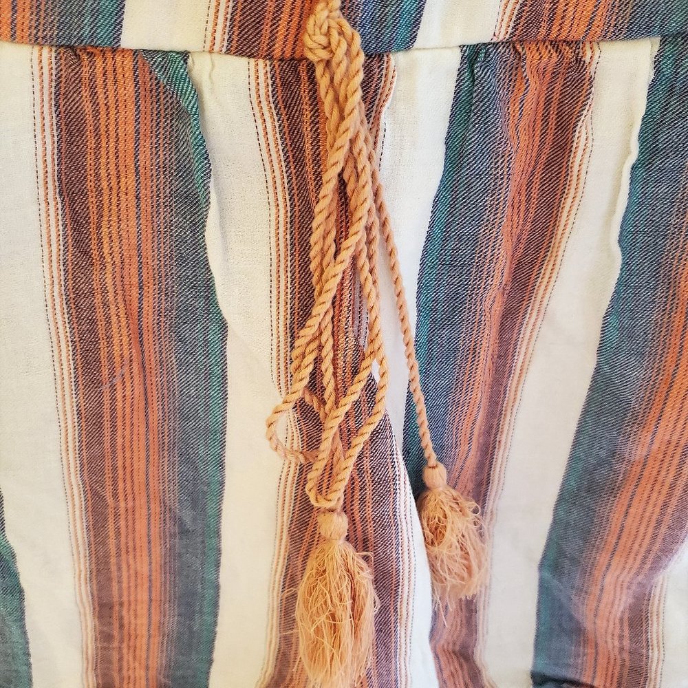 Crystal Sky White and Multi Colored Stripped Halter Back Zip-Up Romper Size S - Picture 7 of 16